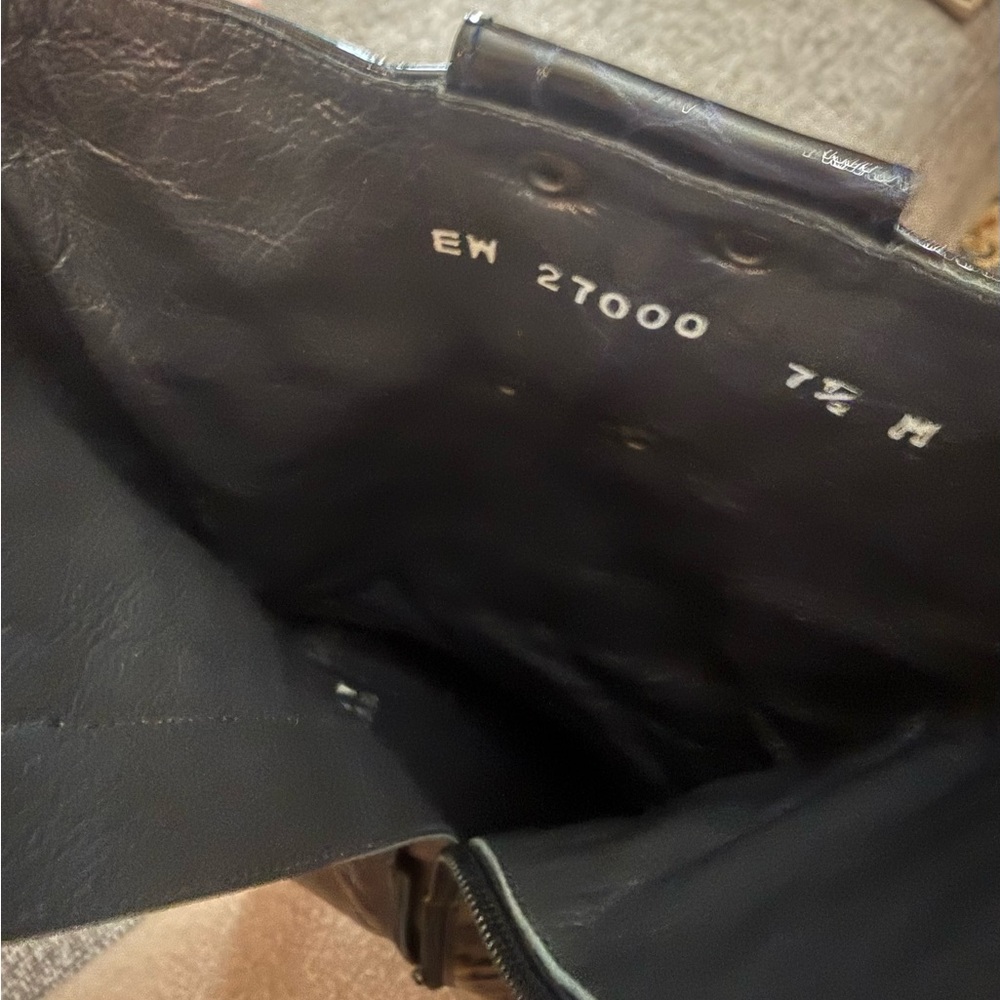 Stuart Weitzman Black Patent Croc-Embossed High Heel Boots - Picture 5 of 8